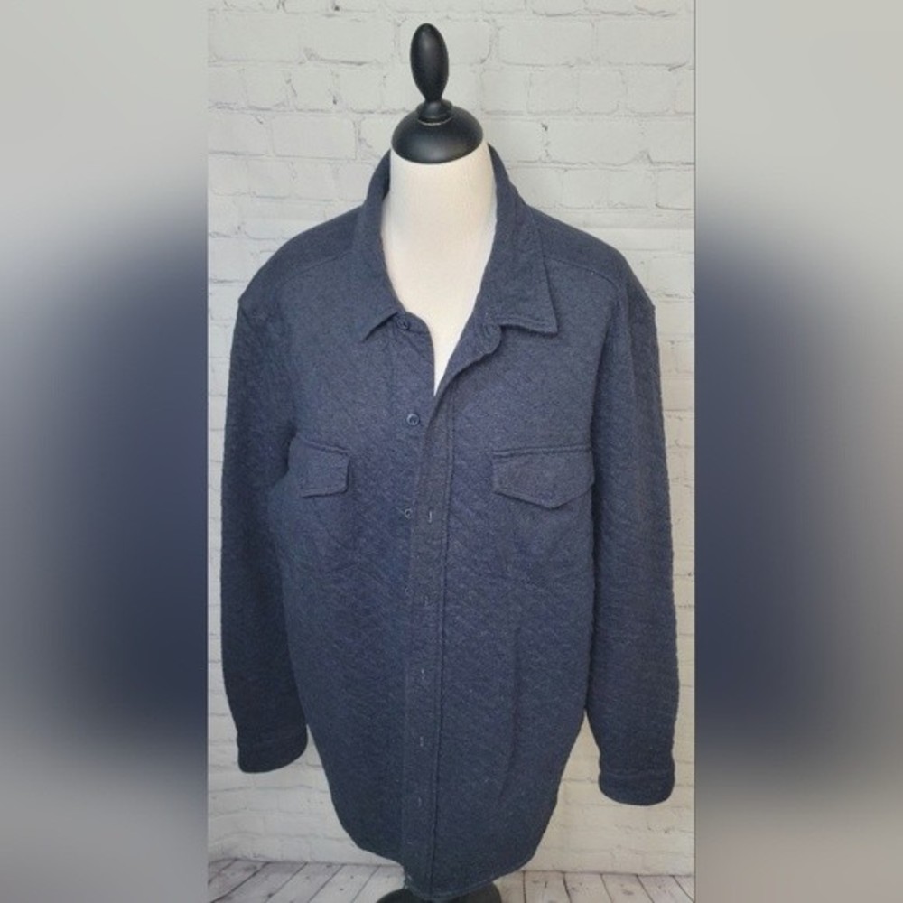 L.L. Bean Vintage Blue Quilted Button Up Jacket size Lg